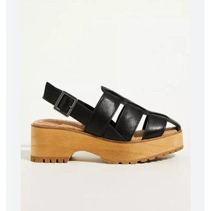 Kelsi Dagger Women's Size 8 / 38.5 Black Walkup Wooden Heel Platform Sandals